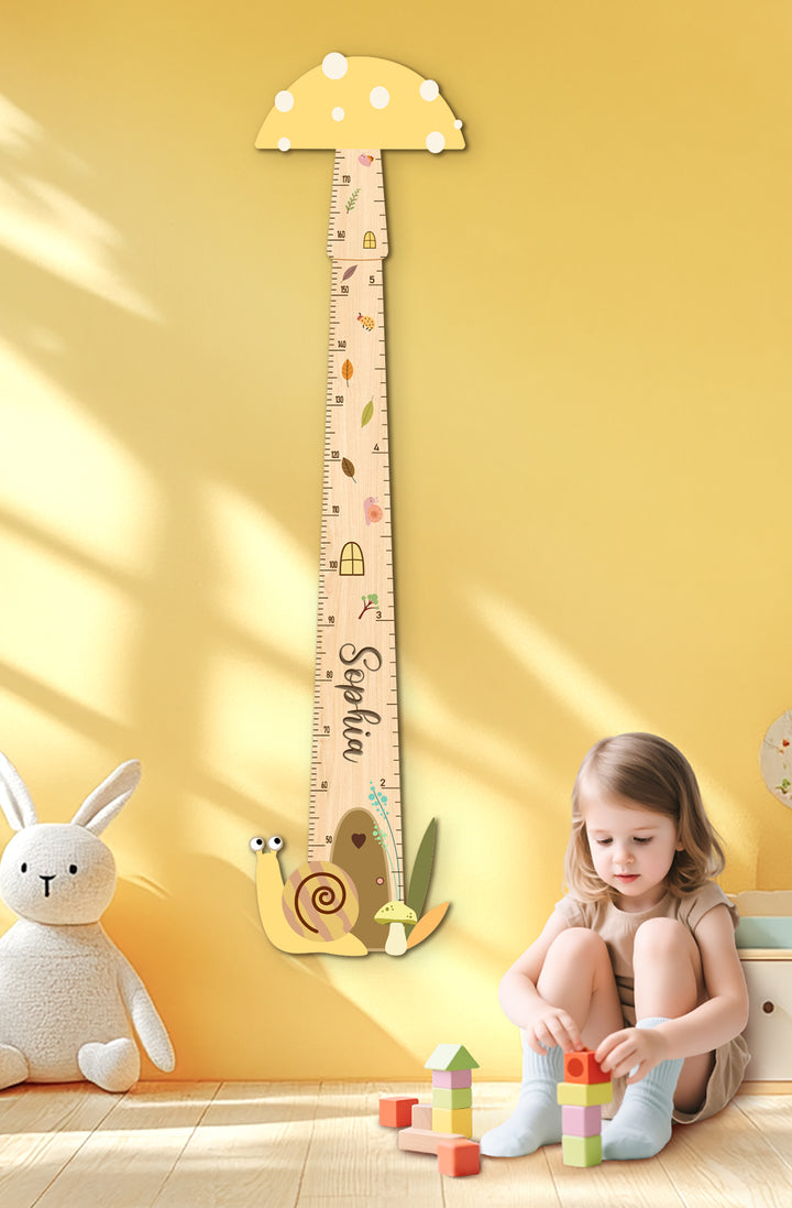 Personalized Wooden Mushroom Growth Chart for Kids Woodemon