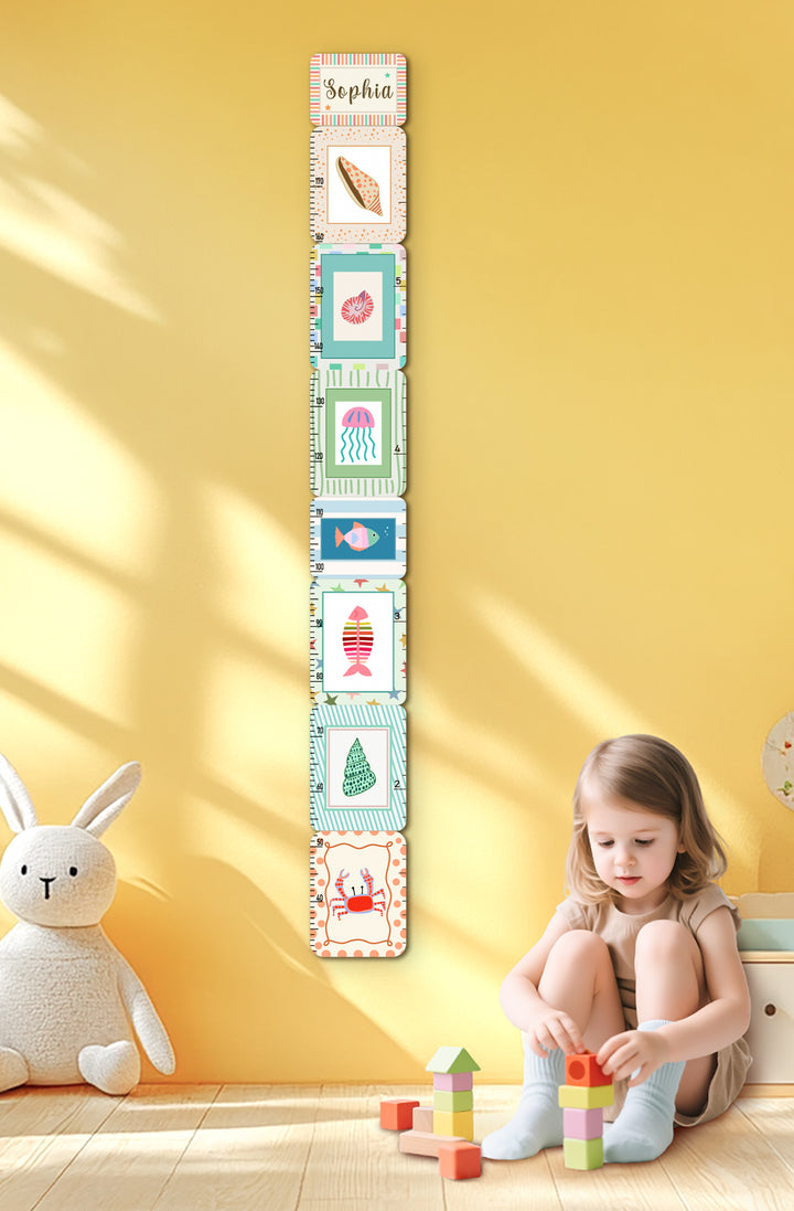 Personalized Wooden Sea Animal Growth Chart for Kids Woodemon
