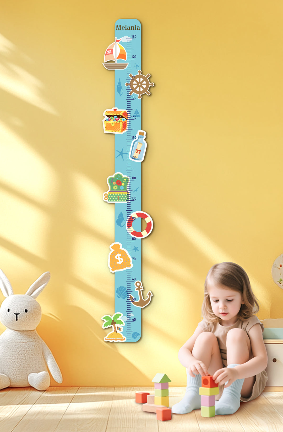 Personalized Wooden Nautical Height Chart for Kids Woodemon