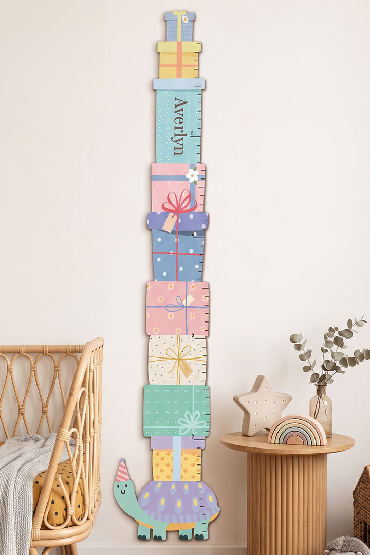 Personalized Wooden Turtle Gift Box Growth Chart for Kids Woodemon