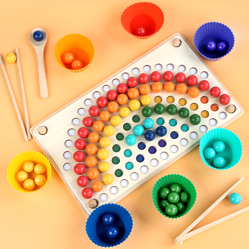 Children's rainbow blocks clip beads puzzle game toys