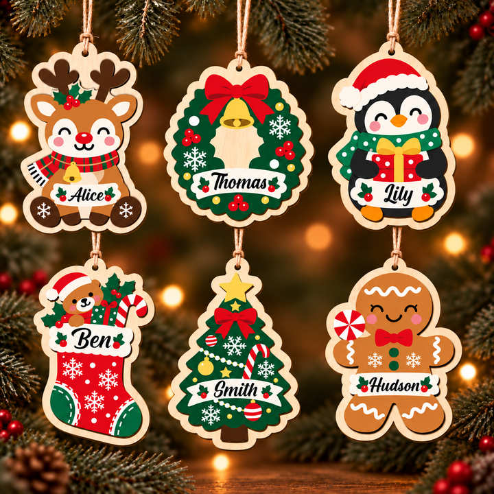 Personalized Wooden Christmas Ornament with Custom Name Woodemon
