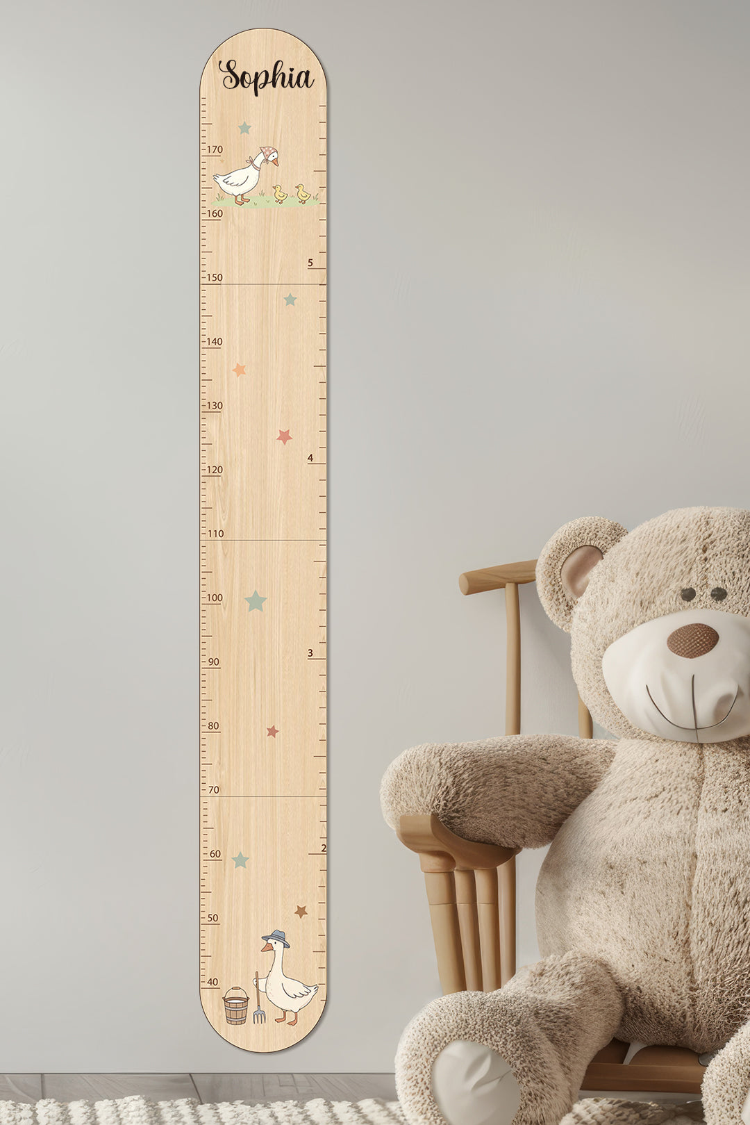 Personalized Wooden Goose Family Growth Chart for Kids