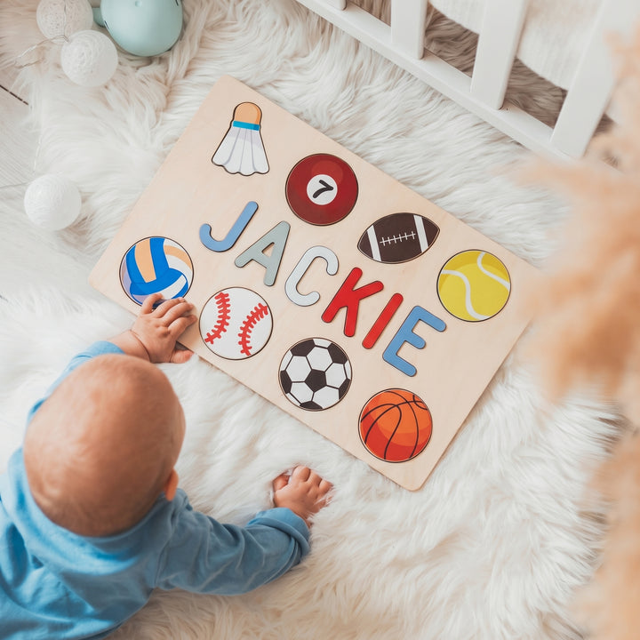 Personalized Wooden Baby Name Puzzle with Balls