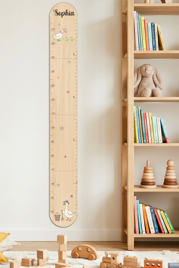 Personalized Wooden Goose Family Growth Chart for Kids