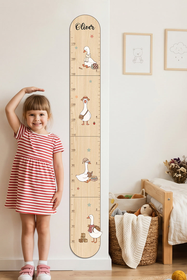 Personalized Wooden Goose Growth Chart with DIY Decor for Kids