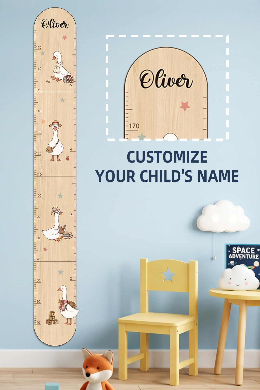 Personalized Wooden Goose Growth Chart with DIY Decor for Kids
