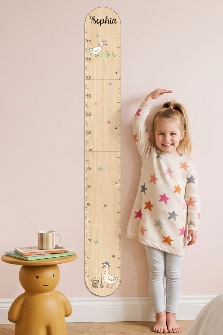 Personalized Wooden Goose Family Growth Chart for Kids