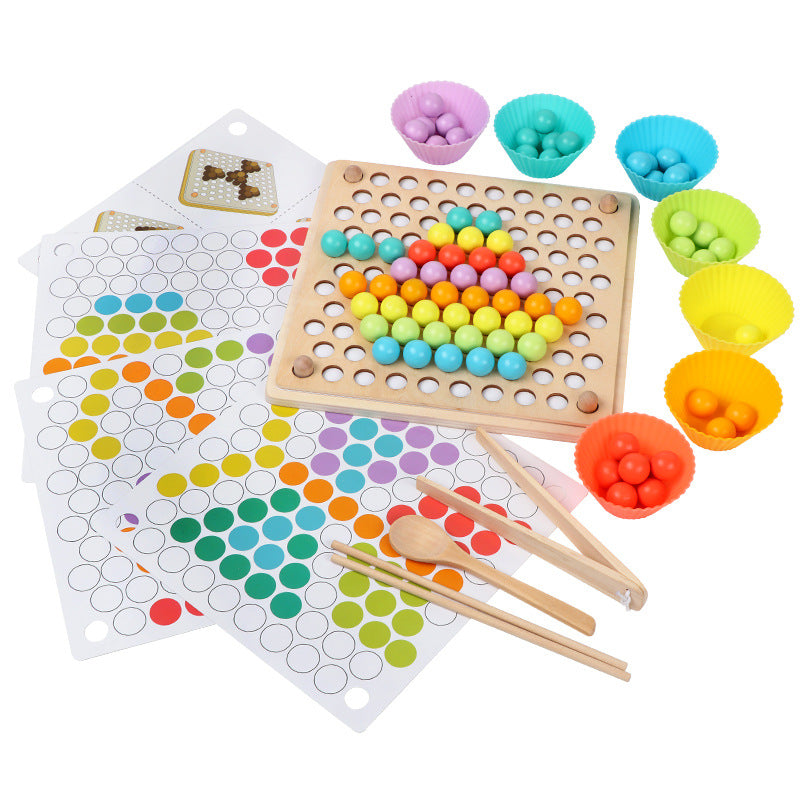 Children's rainbow blocks clip beads puzzle game toys