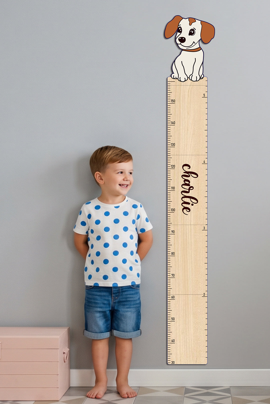 Personalized Wooden Little Puppy Growth Chart for Kids
