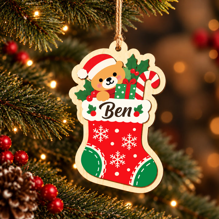 Personalized Wooden Christmas Ornament with Custom Name Woodemon
