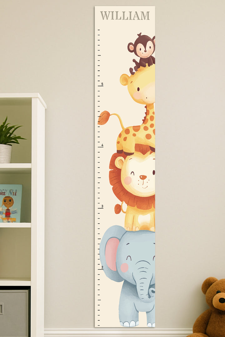 Personalized Wooden Safari Animal Growth Chart Ruler