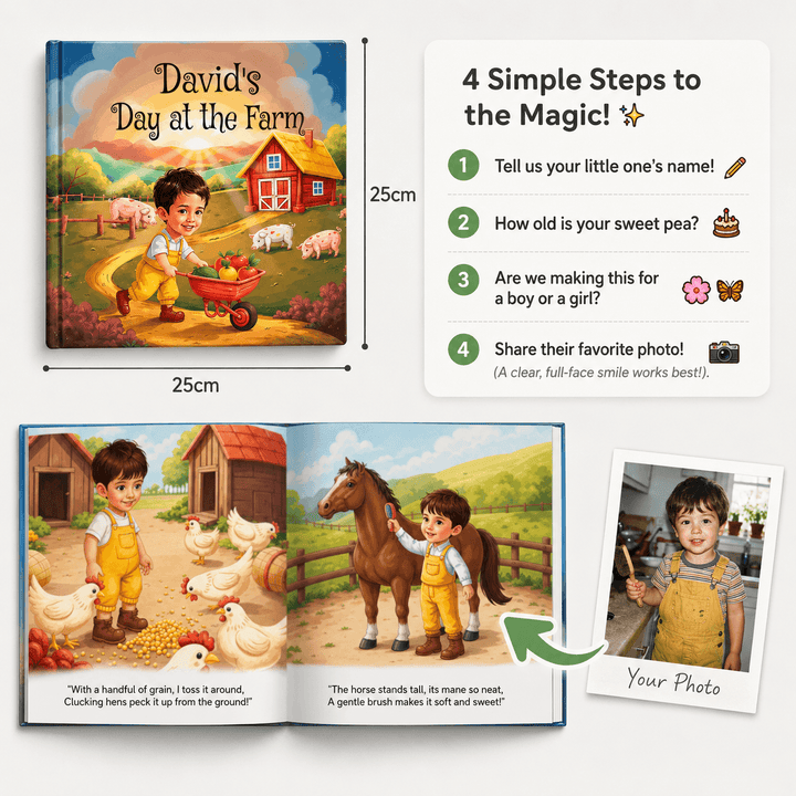 Personalized Farm Adventure Book for Kids Woodemon