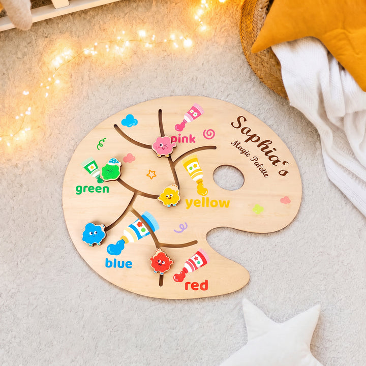 Personalized Montessori Sliding Color Matching Toy Woodemon