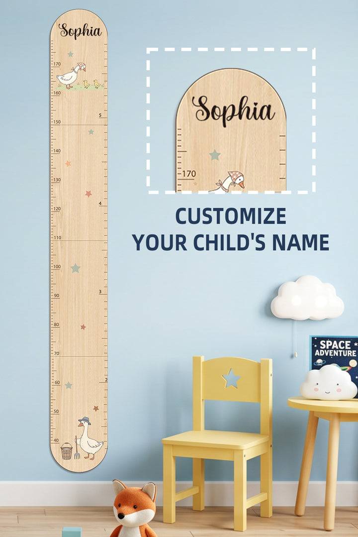 Personalized Wooden Goose Family Growth Chart for Kids