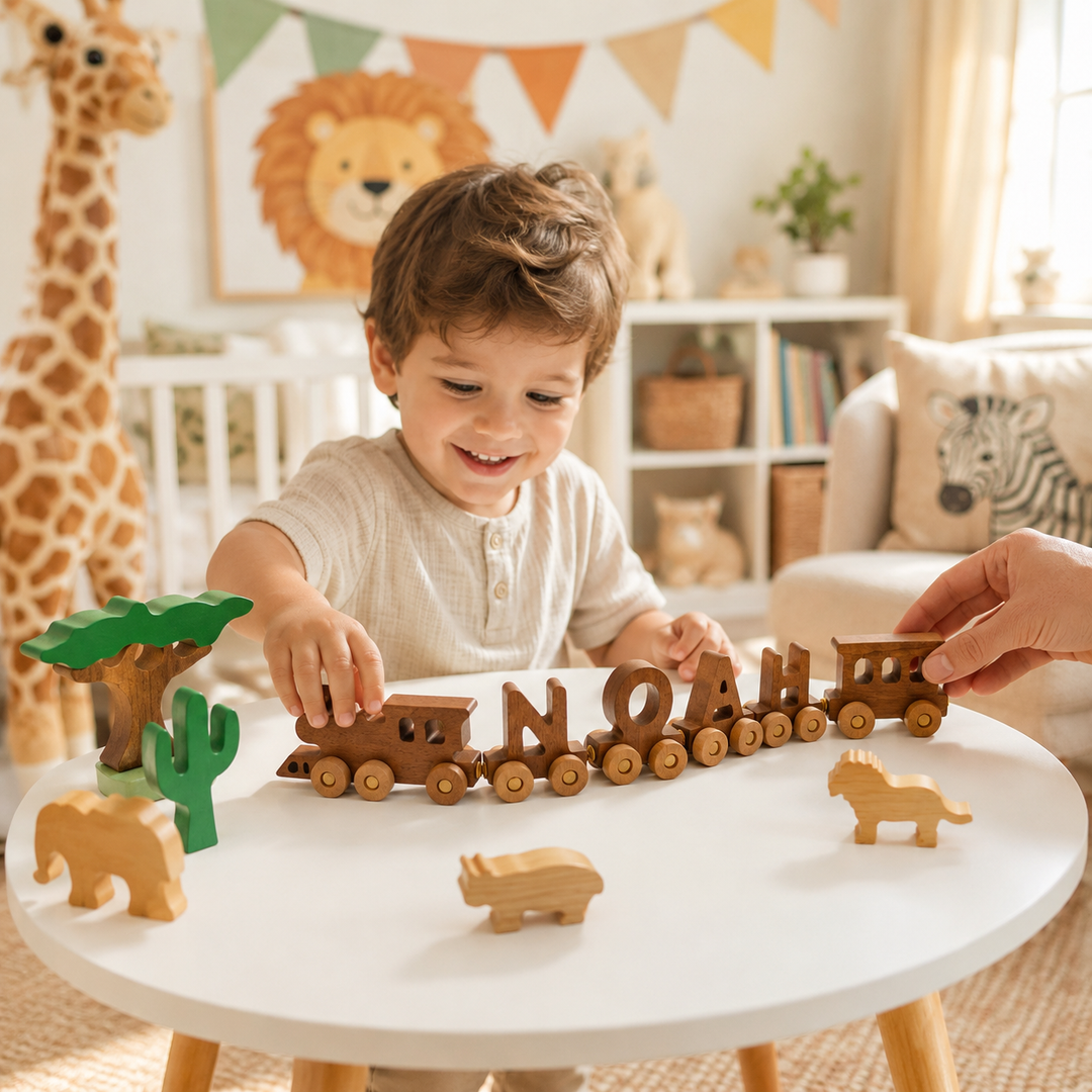 Personalized Wooden Train Set With Name Woodemon