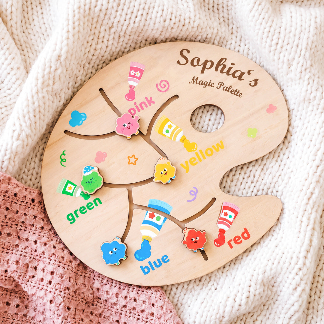 Personalized Montessori Sliding Color Matching Toy Woodemon