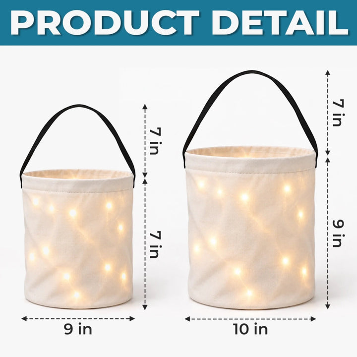 Personalized LED Halloween Candy Bucket Bag for Kids Trick or Treat Woodemon