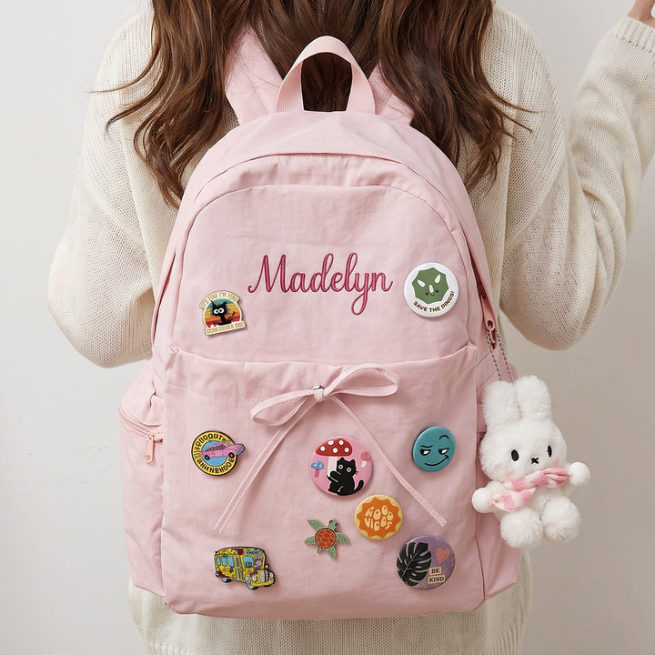 Personalized Kids Backpack with Embroidered Name and Badge Pins sokidsun