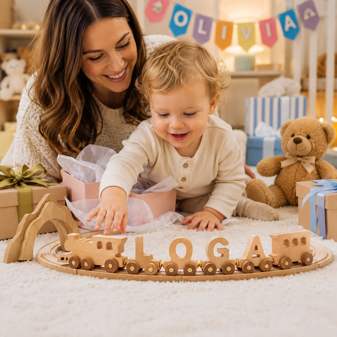 Personalized Wooden Train Set With Name Woodemon