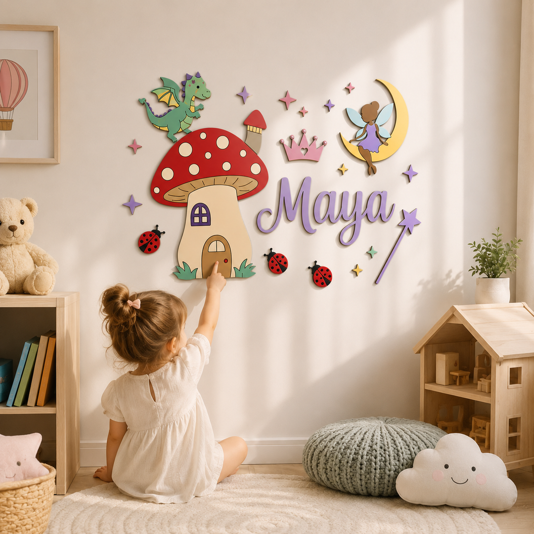 Personalized Wooden Nursery Name Sign – Cute Animal Themes Woodemon