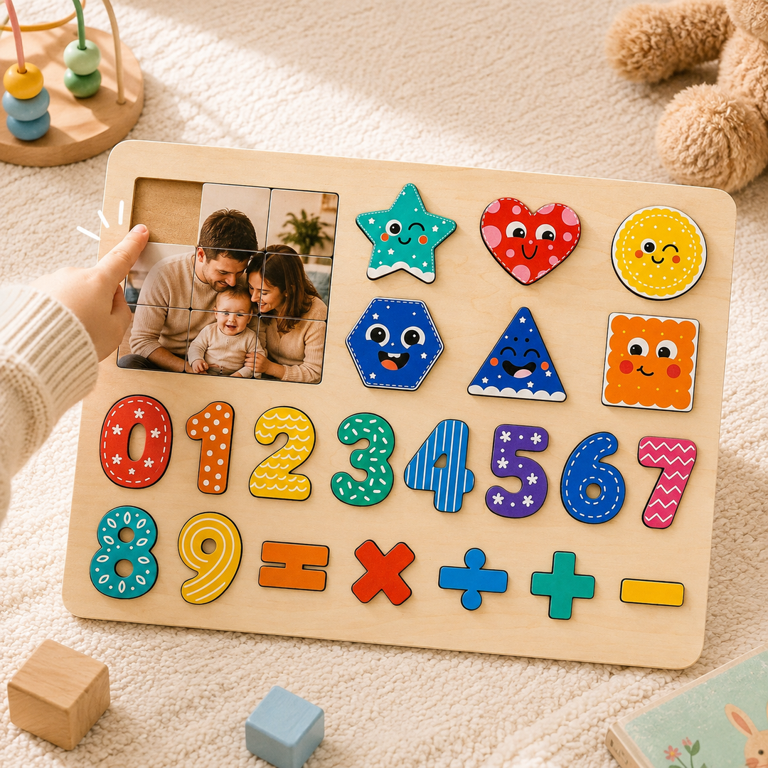 Personalized Photo Shape & Number Puzzle for Kids Woodemon
