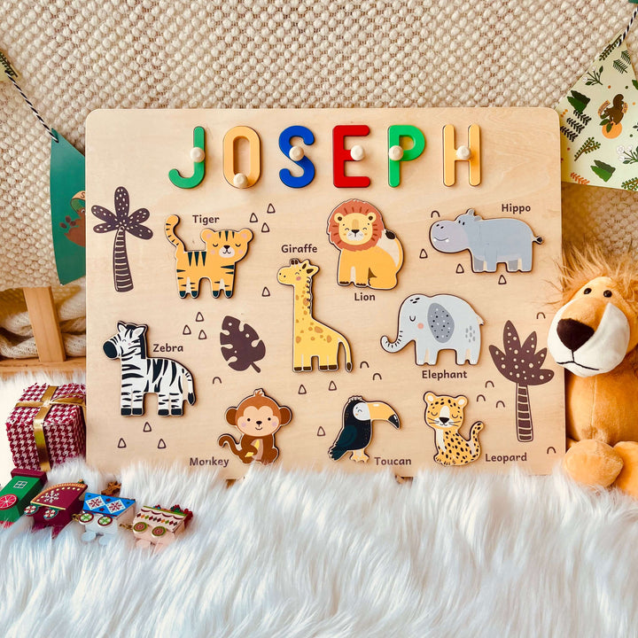 Personalized Jungle Animal Name Puzzle