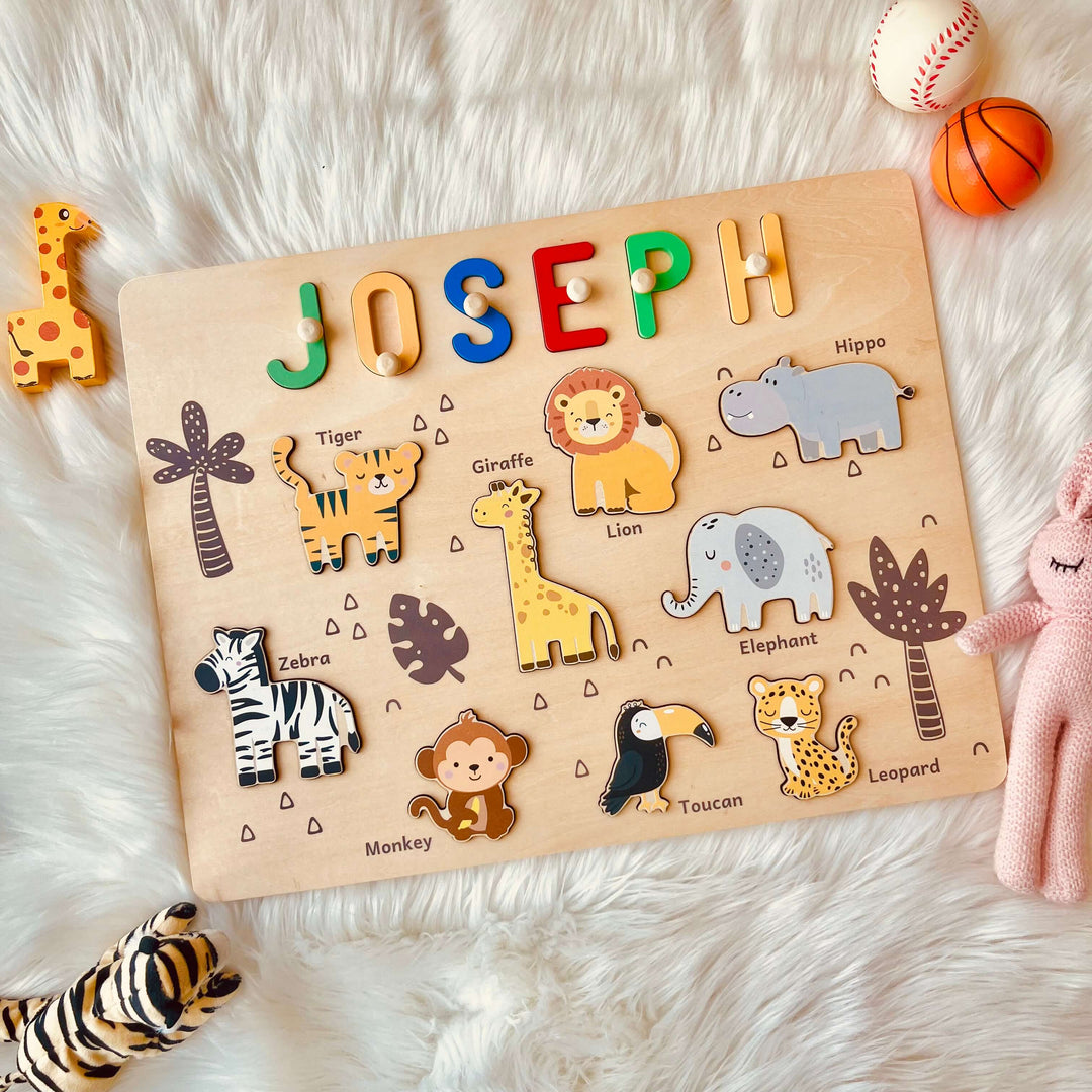 Personalized Jungle Animal Name Puzzle