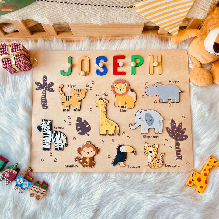 Personalized Jungle Animal Name Puzzle