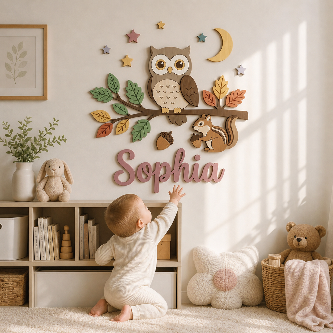 Personalized Wooden Nursery Name Sign Woodemon
