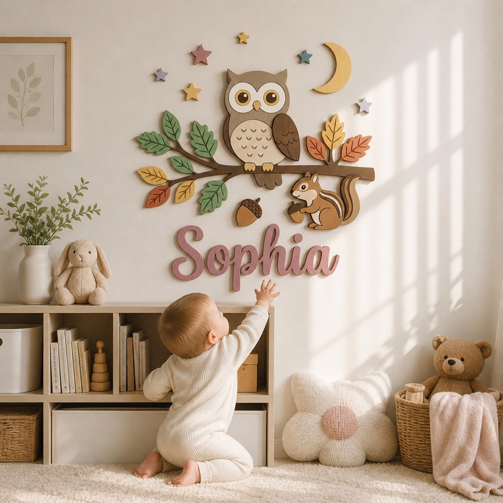 Personalized Wooden Nursery Name Sign Woodemon
