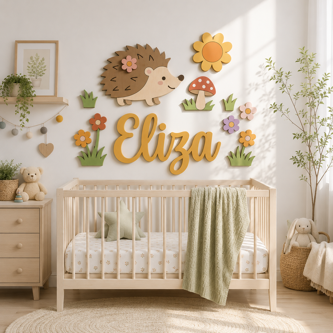 Personalized Wooden Nursery Name Sign – Cute Animal Themes Woodemon