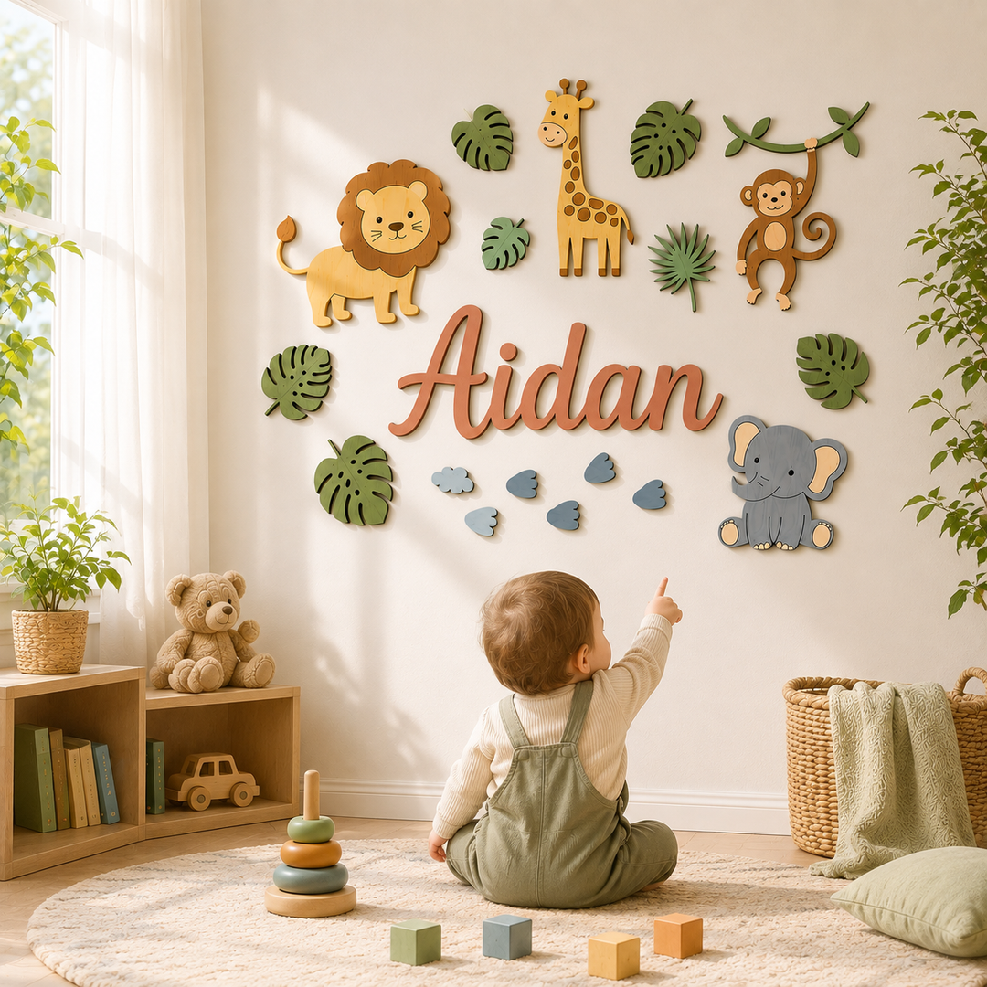Personalized Wooden Nursery Name Sign Woodemon