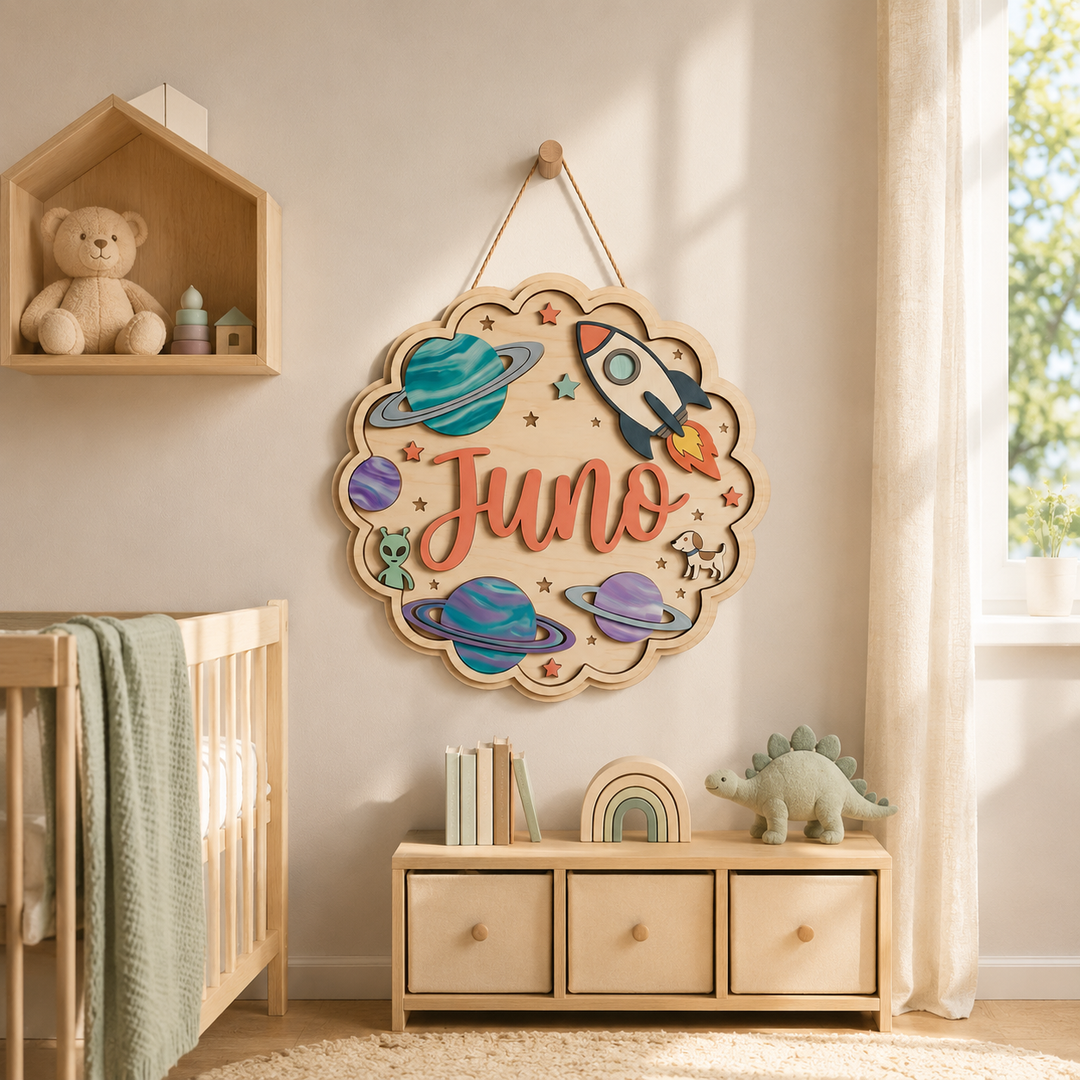 Personalized Kids Name Sign for Door & Wall Woodemon