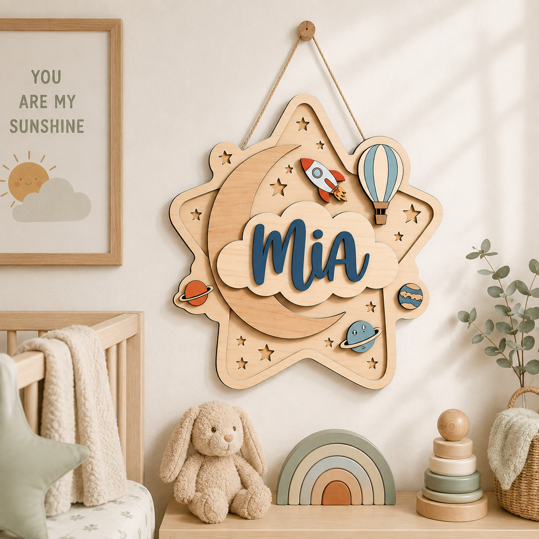 Personalized Kids Name Sign for Door & Wall Woodemon