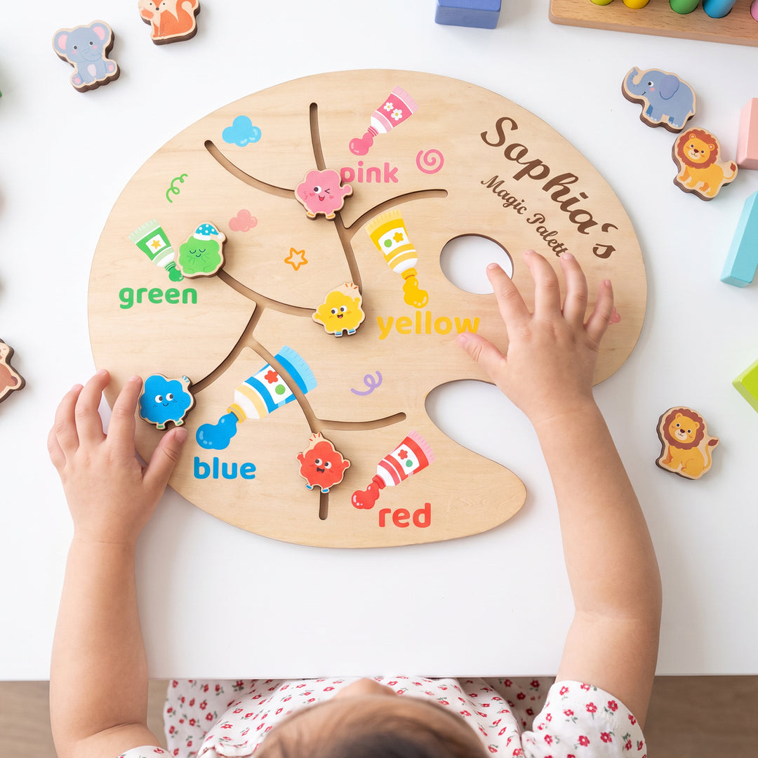 Personalized Montessori Sliding Color Matching Toy Woodemon
