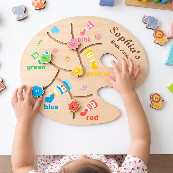 Personalized Montessori Sliding Color Matching Toy Woodemon