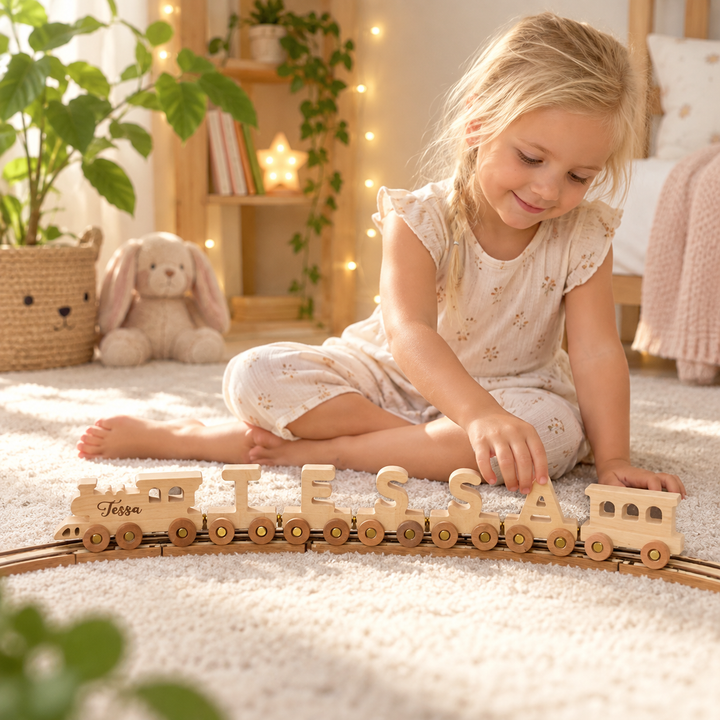 Personalized Wooden Name Train for Kids Woodemon