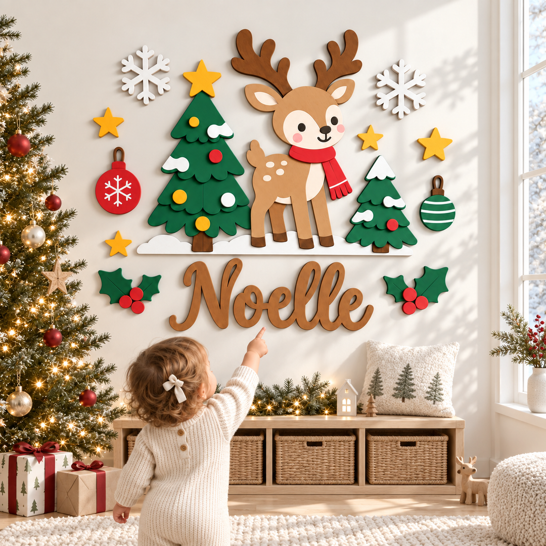 Personalized Christmas Nursery Name Sign Woodemon