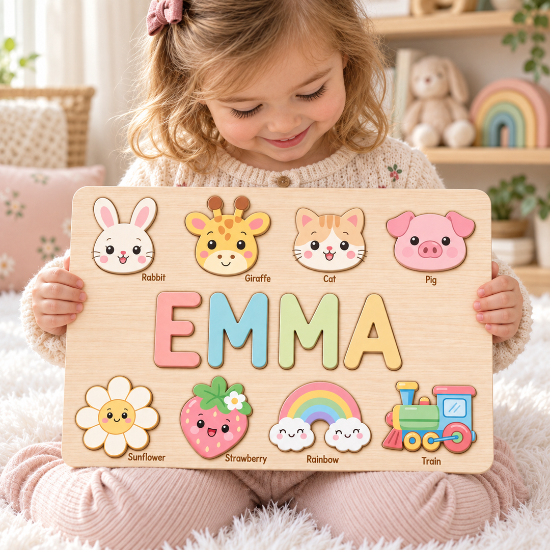 Personalized Wooden Name Puzzle Gift for Kids woodemon