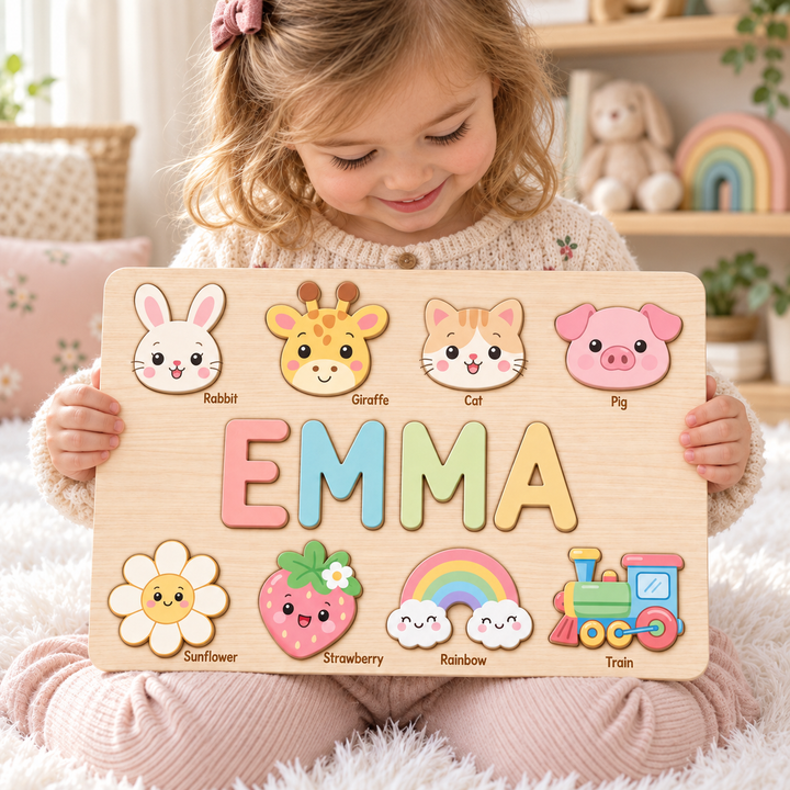 Personalized Wooden Name Puzzle Gift for Kids woodemon