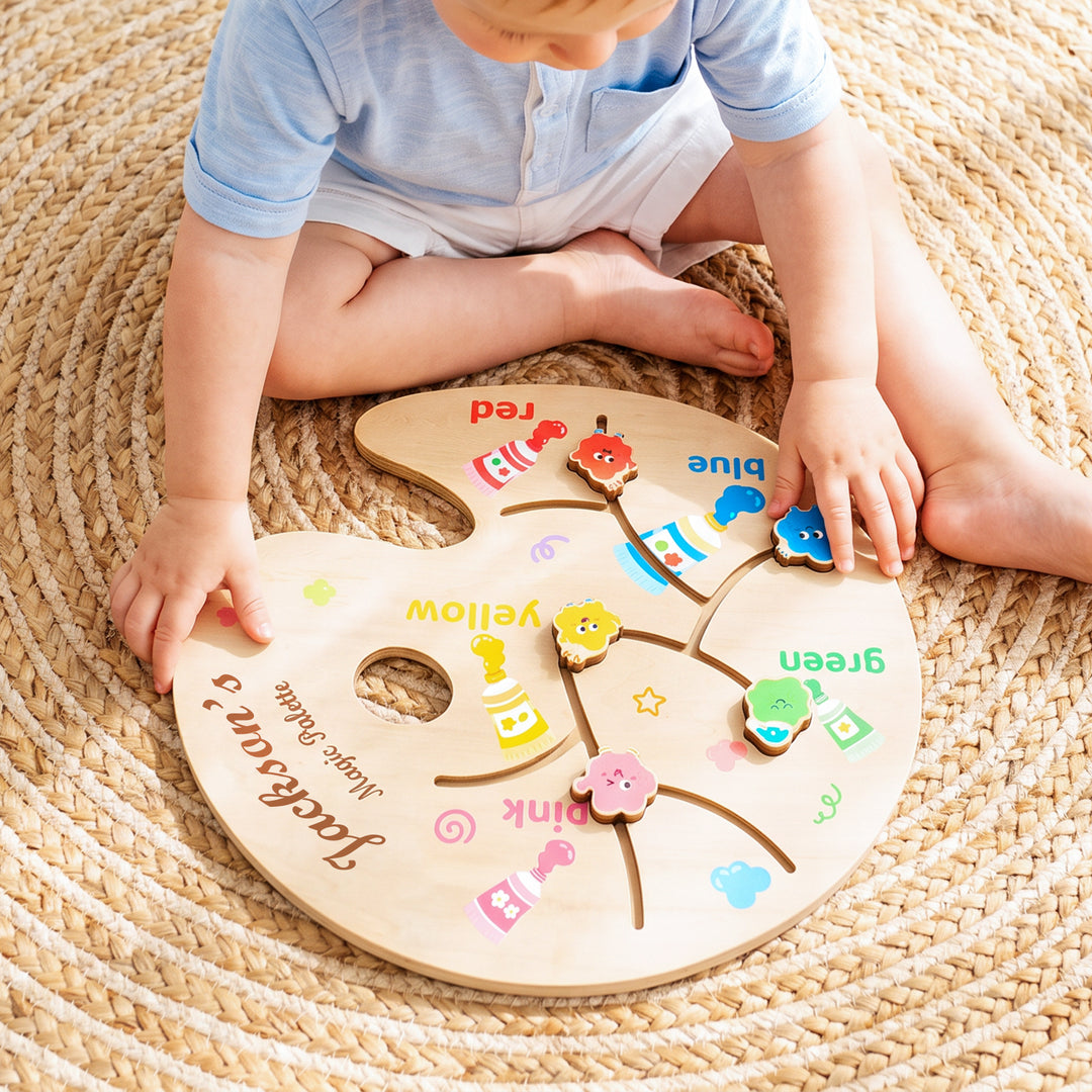 Personalized Montessori Sliding Color Matching Toy Woodemon