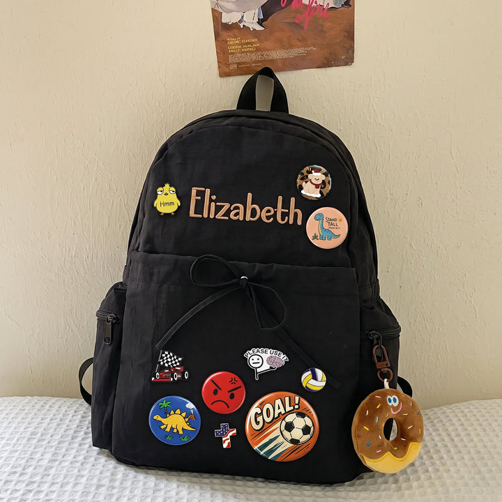 Personalized Kids Backpack with Embroidered Name and Badge Pins sokidsun