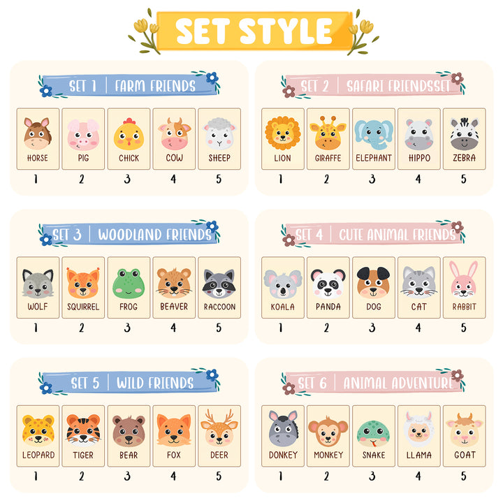 Personalized Wooden Animal Memory Matching Game for Kids 5 Animal Pairs Woodemon