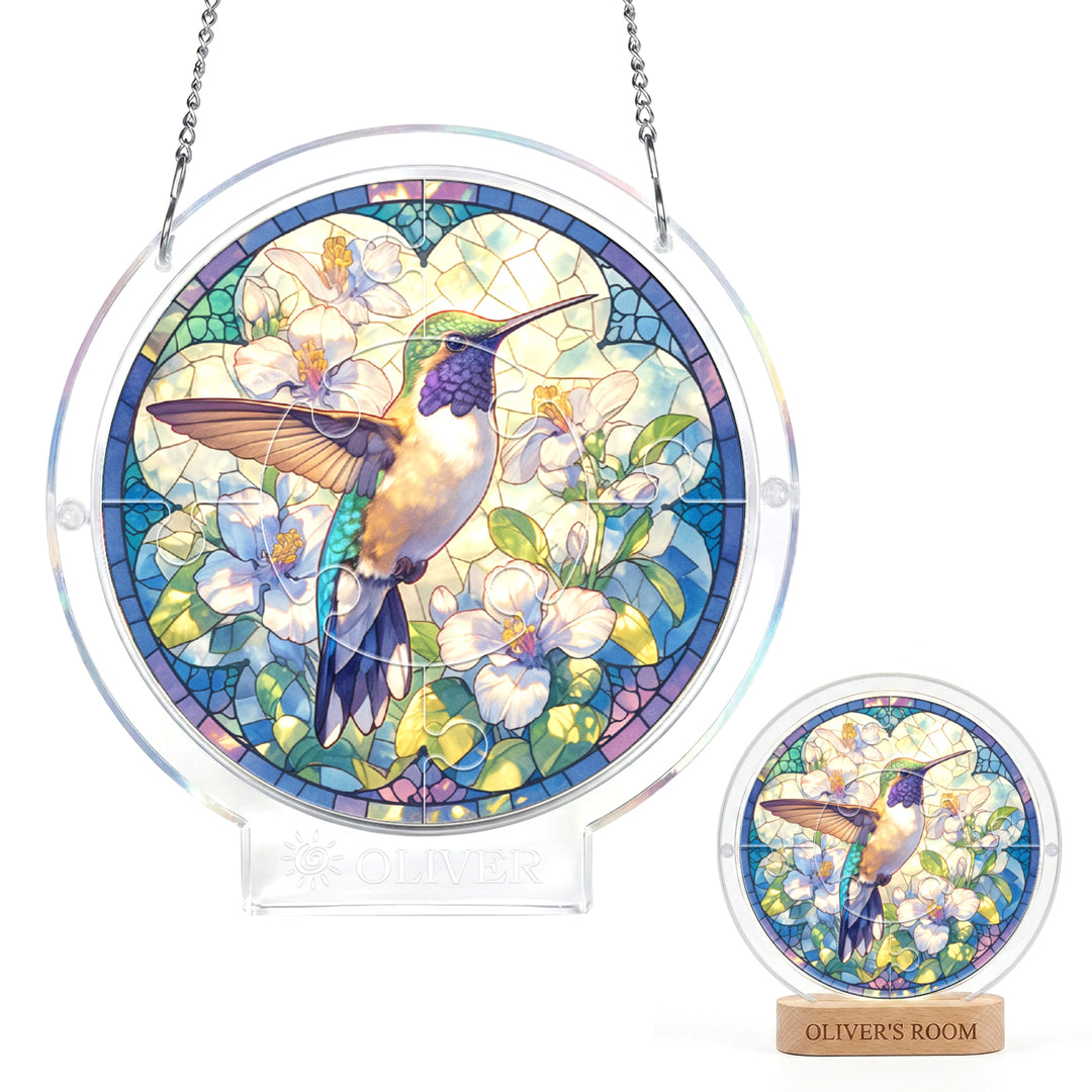 Personalized Hummingbird Suncatcher Puzzle Night Light