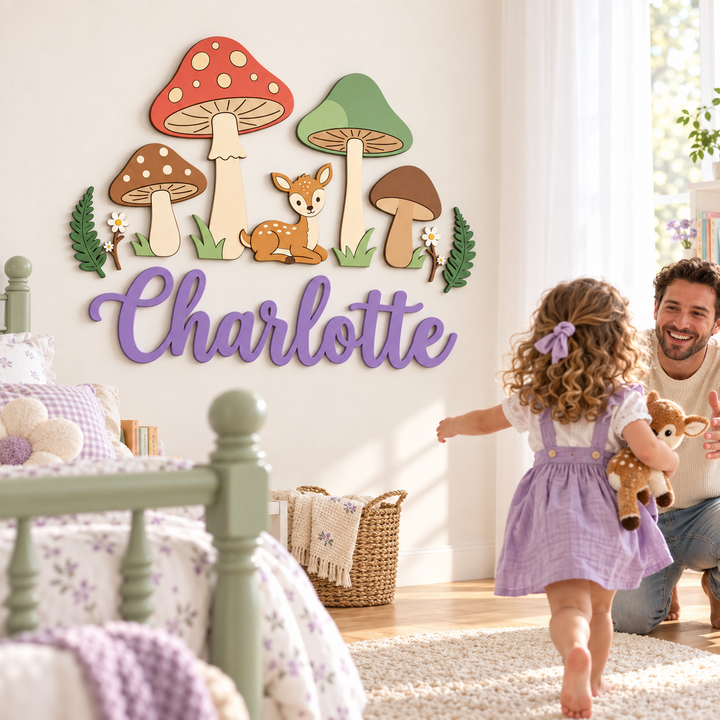 Personalized Wooden Nursery Name Sign – Cute Animal Themes Woodemon