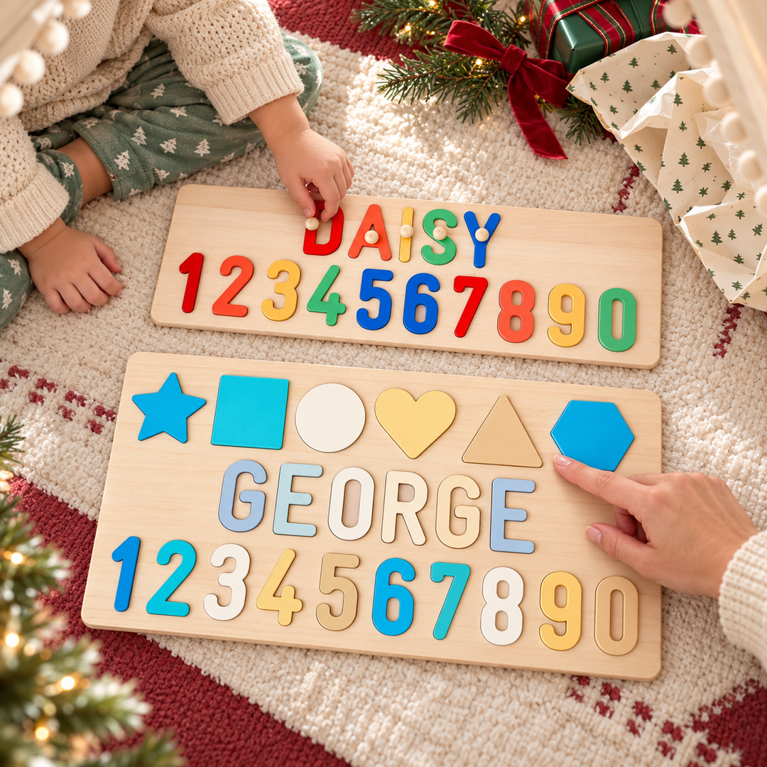 Personalized Numbers And Shapes Wooden Name Puzzle woodemon