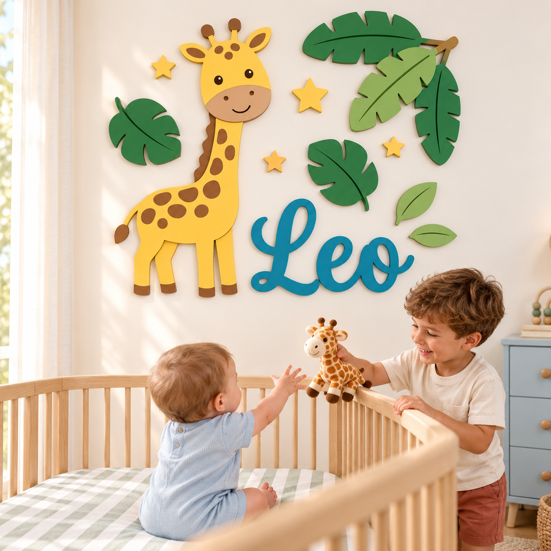 Personalized Wooden Nursery Name Sign – Cute Animal Themes Woodemon