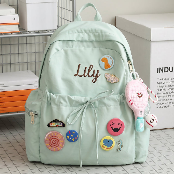 Personalized Kids Backpack with Embroidered Name and Badge Pins sokidsun