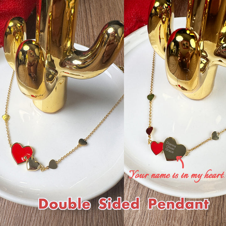 Double sided heart pendant bracelet for baby girls
